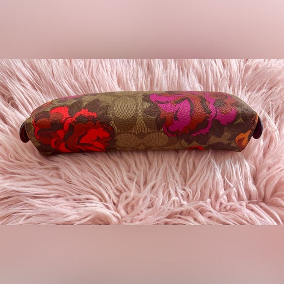 NEW Coach Jumbo Floral Khaki Multi Coated Canvas Pencil Case Makeup Bag - Picture 6 of 16